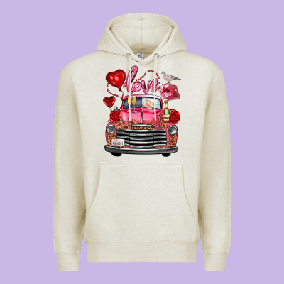 Valentine's Day Truck Love Bird Letter Premium Hoodie Designed By Fadigitalartstudio