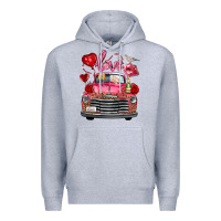 Heather Grey valentine's day truck love bird letter Premium Hoodie - FaDigitalArtStudio