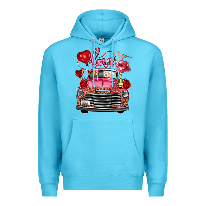Valentine's Day Truck Love Bird Letter Premium Hoodie by FaDigitalArtStudio | Teevron