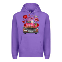 Purple valentine's day truck love bird letter Premium Hoodie - FaDigitalArtStudio