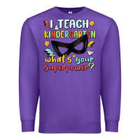 Purple i teach kindergarten whats your superpower Premium Sweatshirt - MaliasSmallBusiness