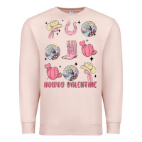 Pale Pink howdy valentine Premium Sweatshirt - MaliasSmallBusiness