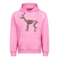 Fuchsia Pink christmas deer skeleton Urban Hoodie - FaDigitalArtStudio