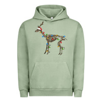 Pigment Oil Green christmas deer skeleton Urban Hoodie - FaDigitalArtStudio