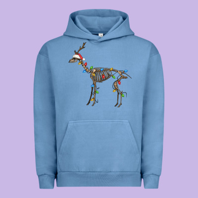 Christmas Deer Skeleton Urban Hoodie Designed By Fadigitalartstudio