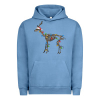 Pigment Pebble Blue christmas deer skeleton Urban Hoodie - FaDigitalArtStudio