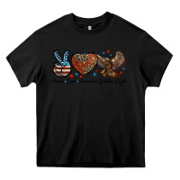 Black Western Peace Love American Golden Eagle Heavy Core Tee - LillyAllenDesigns