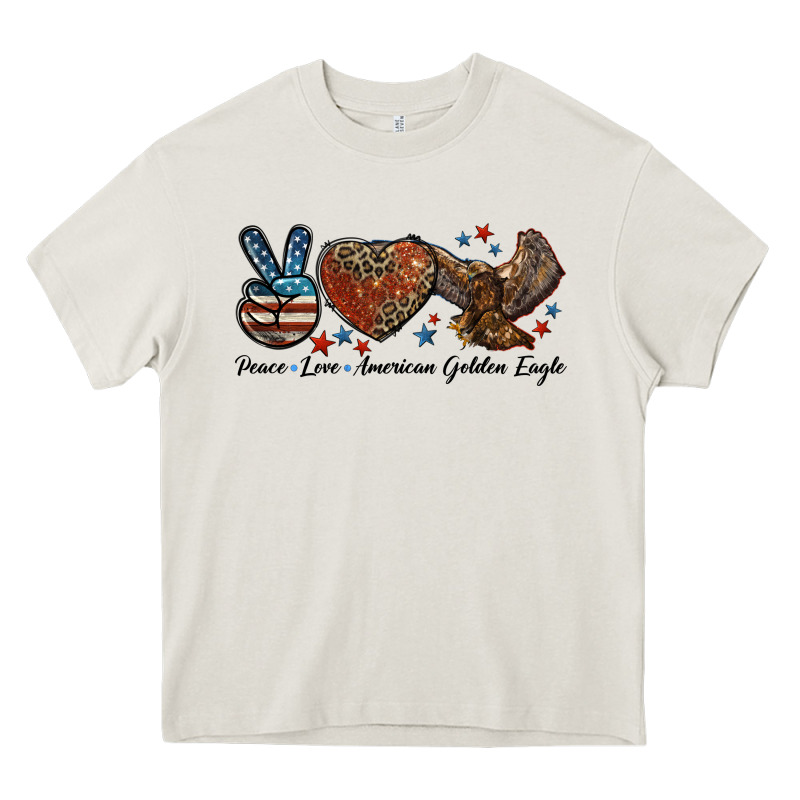 Western Peace Love American Golden Eagle Heavy Core Tee by LillyAllenDesigns | Teevron