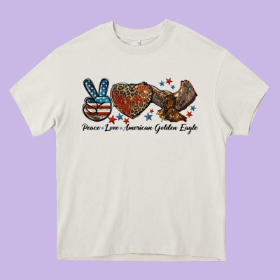 Western Peace Love American Golden Eagle Heavy Core Tee Designed By Lillyallendesigns