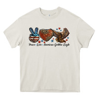Cream Western Peace Love American Golden Eagle Heavy Core Tee - LillyAllenDesigns