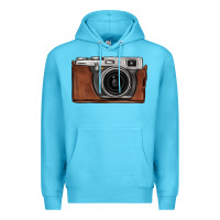 Ocean Blue vintage camera Premium Hoodie - FaDigitalArtStudio