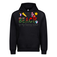 Black the beach is my happy place Urban Hoodie - CowhideDigitalArt