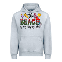 Heather Grey the beach is my happy place Urban Hoodie - CowhideDigitalArt