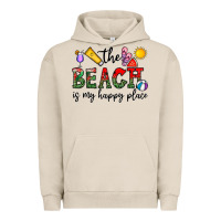 Pigment French Oak the beach is my happy place Urban Hoodie - CowhideDigitalArt