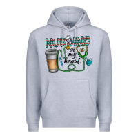 Heather Grey nursing İn my heart Premium Hoodie - CowhideDigitalArt