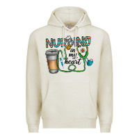 Oatmeal Heather nursing İn my heart Premium Hoodie - CowhideDigitalArt