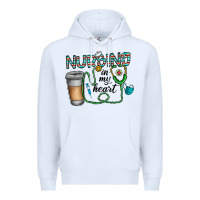 White nursing İn my heart Premium Hoodie - CowhideDigitalArt