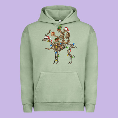 Christmas Deer And Skeletons Urban Hoodie Designed By Fadigitalartstudio