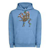 Pigment Pebble Blue Christmas deer and skeletons Urban Hoodie - FaDigitalArtStudio