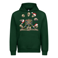 Forest Green christmas human skeleton and skulls Urban Hoodie - FaDigitalArtStudio