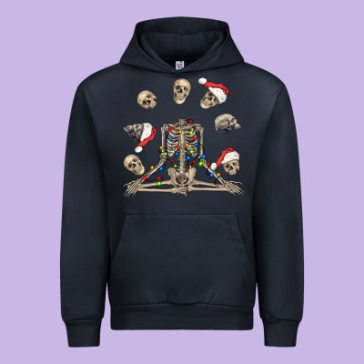 Christmas Human Skeleton And Skulls Urban Hoodie Designed By Fadigitalartstudio