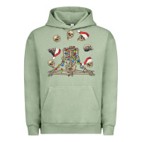 Pigment Oil Green christmas human skeleton and skulls Urban Hoodie - FaDigitalArtStudio