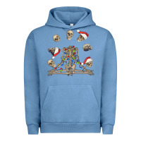 Pigment Pebble Blue christmas human skeleton and skulls Urban Hoodie - FaDigitalArtStudio