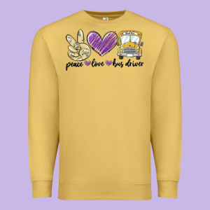 Peace Love Bus Driver Premium Sweatshirt Designed By Maliassmallbusiness
