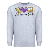 Heather Grey peace love bus driver Premium Sweatshirt - MaliasSmallBusiness