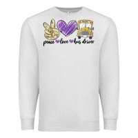 Oatmeal Heather peace love bus driver Premium Sweatshirt - MaliasSmallBusiness