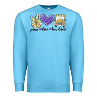 Ocean Blue peace love bus driver Premium Sweatshirt - MaliasSmallBusiness