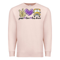 Pale Pink peace love bus driver Premium Sweatshirt - MaliasSmallBusiness