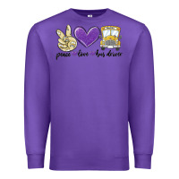 Purple peace love bus driver Premium Sweatshirt - MaliasSmallBusiness