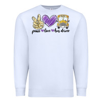 White peace love bus driver Premium Sweatshirt - MaliasSmallBusiness