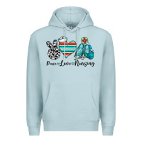 Blue Mist peace love nursing Premium Hoodie - CowhideDigitalArt