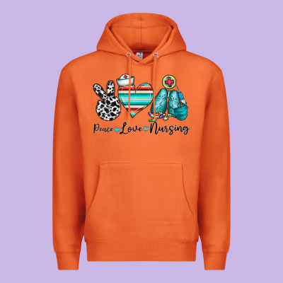 Peace Love Nursing Premium Hoodie Designed By Cowhidedigitalart