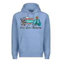 Colony Blue peace love nursing Premium Hoodie - CowhideDigitalArt