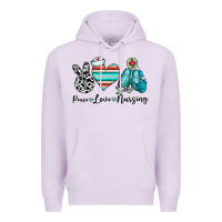 Lilac peace love nursing Premium Hoodie - CowhideDigitalArt