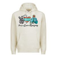 Oatmeal Heather peace love nursing Premium Hoodie - CowhideDigitalArt