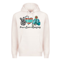 Pale Pink peace love nursing Premium Hoodie - CowhideDigitalArt
