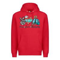 Red peace love nursing Premium Hoodie - CowhideDigitalArt