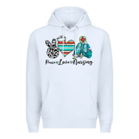 White peace love nursing Premium Hoodie - CowhideDigitalArt