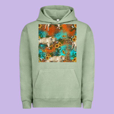 Western Charolais Cow Seamless Pattern Urban Hoodie Designed By Hra Design Shop