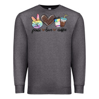 Charcoal Heather peace love coffee Premium Sweatshirt - MaliasSmallBusiness