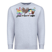 Heather Grey peace love coffee Premium Sweatshirt - MaliasSmallBusiness
