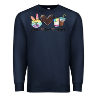 Navy peace love coffee Premium Sweatshirt - MaliasSmallBusiness