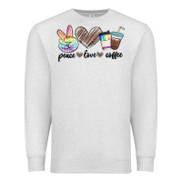Oatmeal Heather peace love coffee Premium Sweatshirt - MaliasSmallBusiness