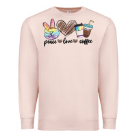 Pale Pink peace love coffee Premium Sweatshirt - MaliasSmallBusiness