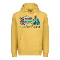 Antique Gold peace love nursing Premium Hoodie - CowhideDigitalArt