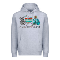 Heather Grey peace love nursing Premium Hoodie - CowhideDigitalArt